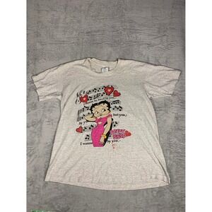 Vtg 90s Betty Boop I wanna be loved by you grey t-shirt Sz XL